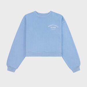 Sporty & Rich Wellness Studio Cropped Crewneck Sweatshirt- Sky Blue/White small
